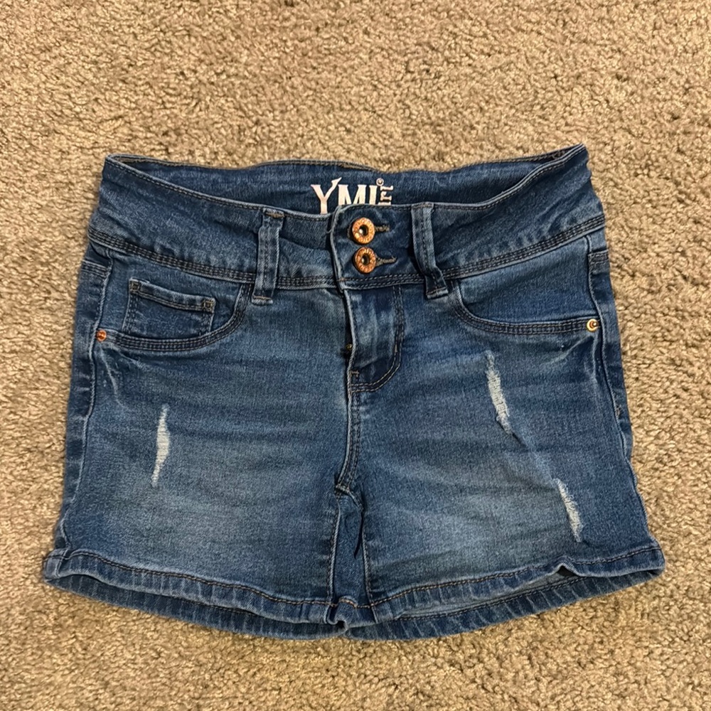 YMI Girl Distressed Denim Shorts size 7